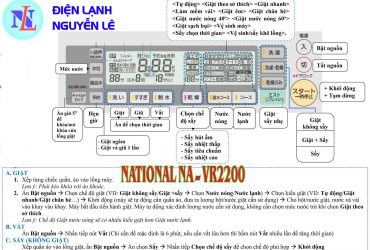 Bảng dịch máy giặt nội địa Nhật National NA-VR2200 (giặt 98kg, sấy 6kg)